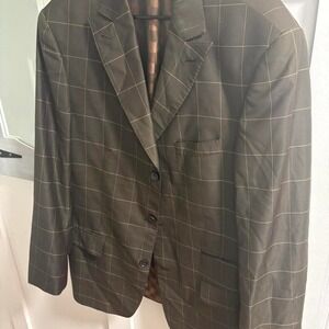 Earvin Magic Johnson Signature Brown Windowpane Blazer Jacket 44R HN20087